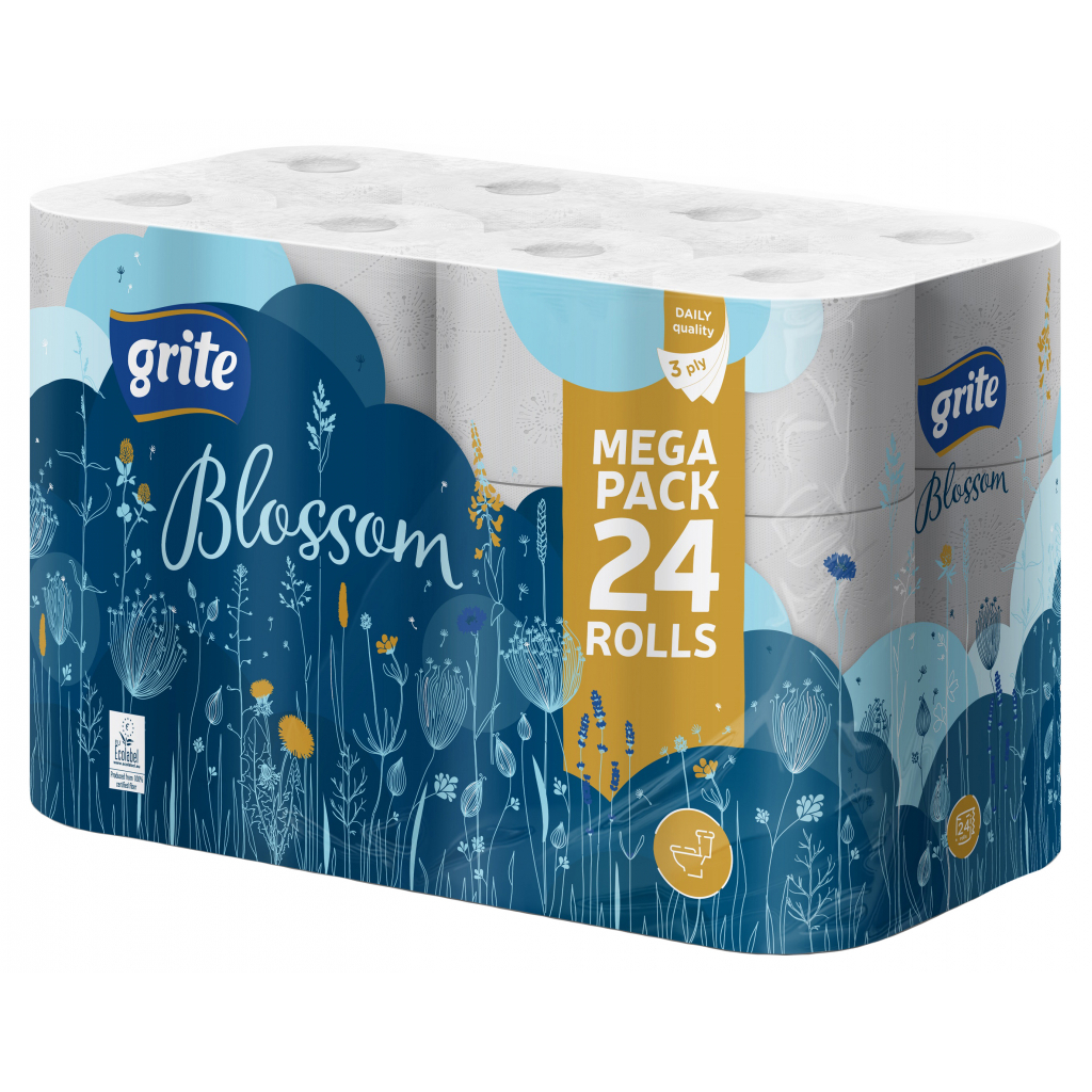 Туалетний папір Grite Blossom 3 шари 24 рулони (4770023348712/4770023346763) - зображення 1
