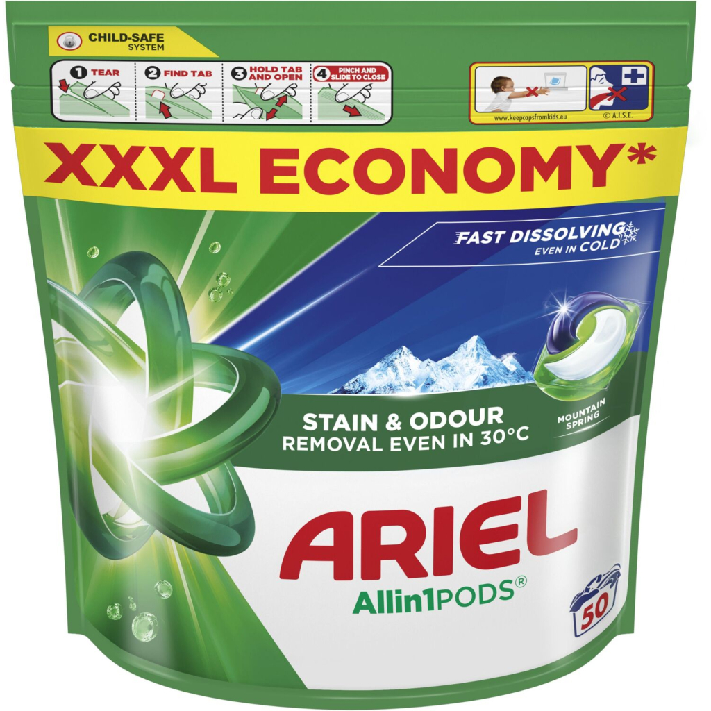 Капсули для прання Ariel Pods All-in-1 Гірське джерело 50 шт. (8700216764360) - изображение 2