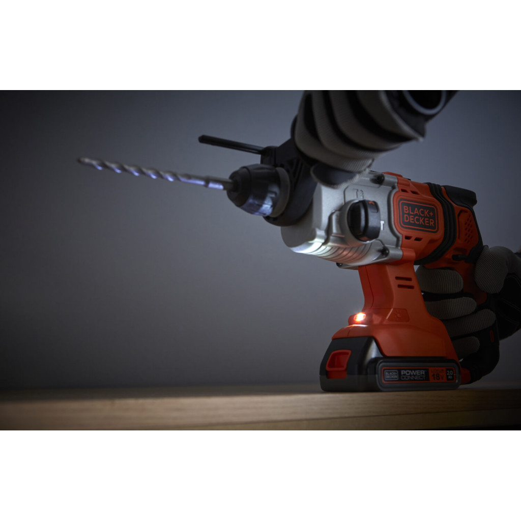 Перфоратор Black&Decker SDS-Plus,18 В, 2Ah, 1.2 Дж, 3 режими, сумка, 2.2 кг (BCD900D1S) - зображення 11
