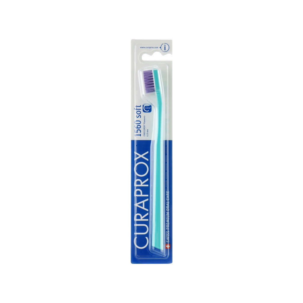 Зубна щітка Curaprox CS 1560 Soft М'яка D 0.15 мм Бірюзова з фіолетовою щетиною (CS 1560-06) - зображення 1