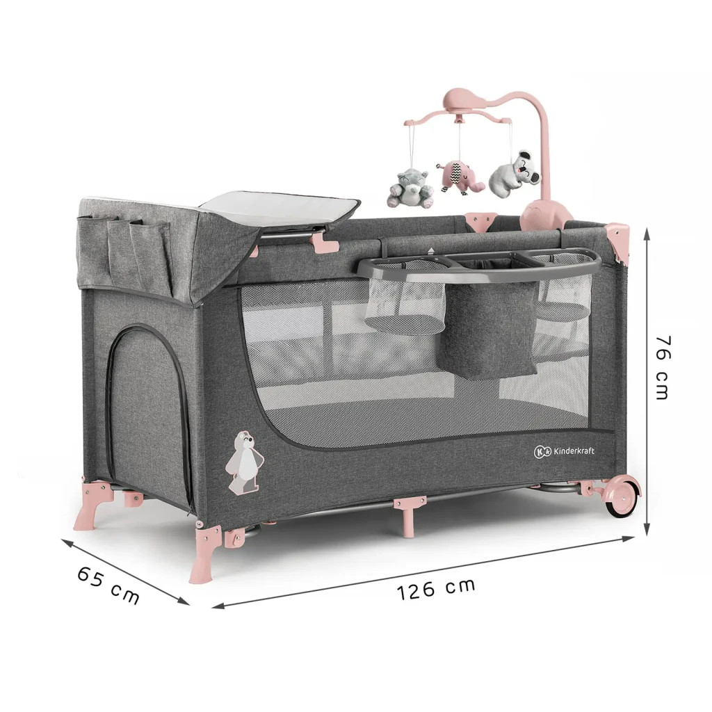 Ліжечко Kinderkraft манеж з пеленатором Joy Pink (5902533911264) - зображення 9