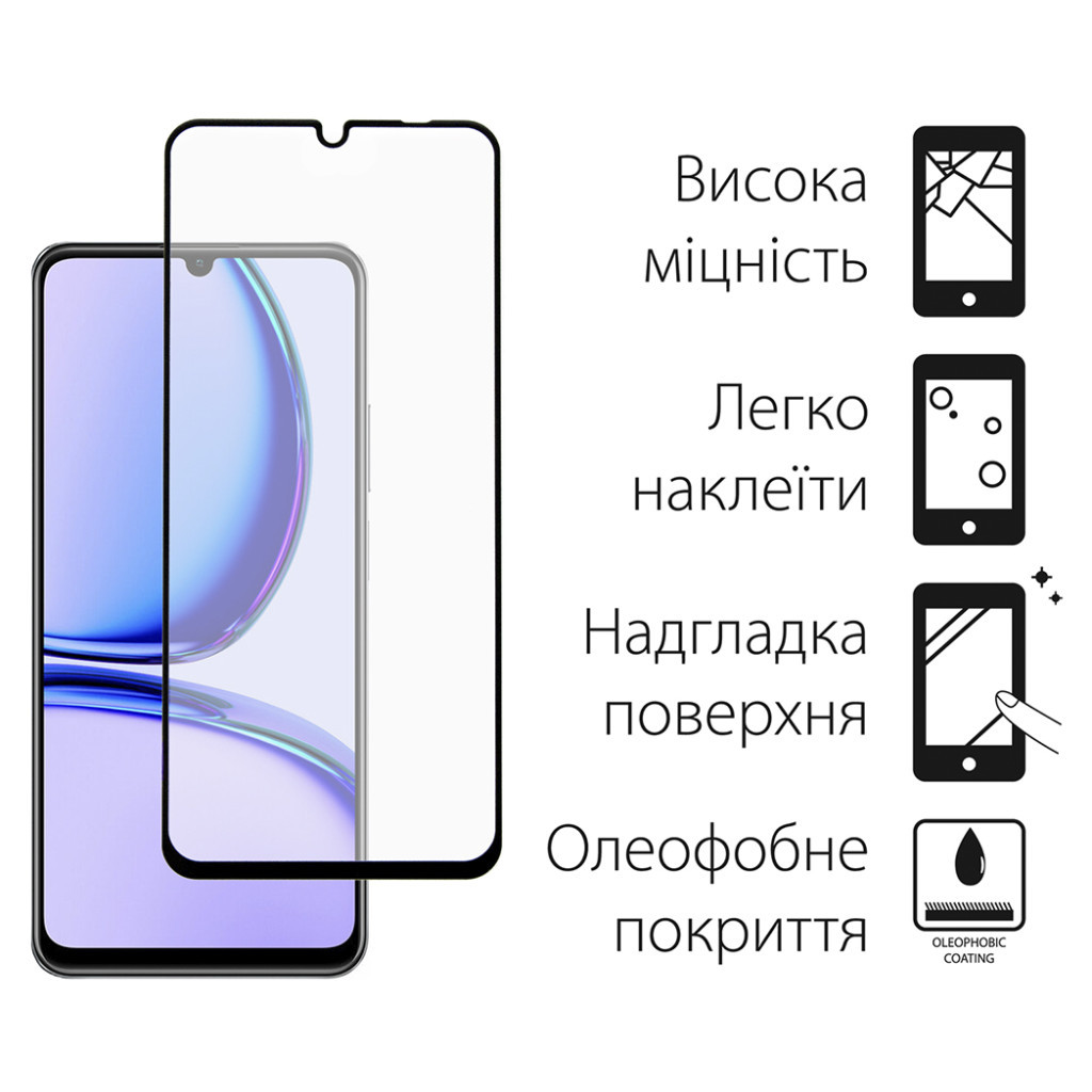 Скло захисне Dengos Full Glue Realme C51 (black) (TGFG-348) - зображення 2