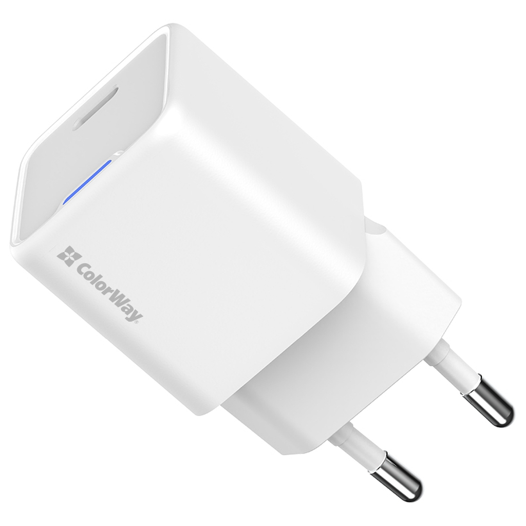 Зарядний пристрій ColorWay C101C GaN Mini 20W PD PPS USB-C white (CW-CHS059PD-WT) - зображення 4