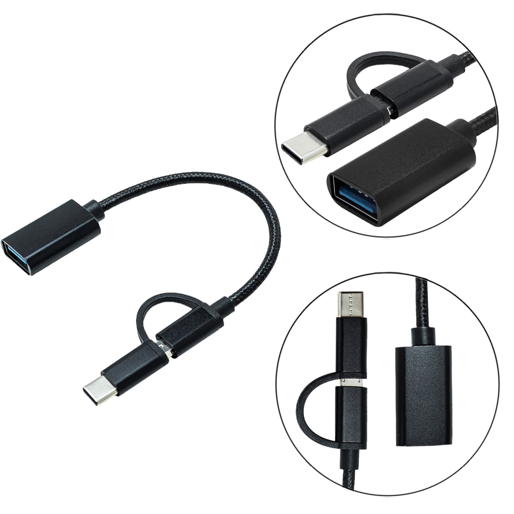 Перехідник OTG AC-150 2in1 USB 3.0 - MicroUSB USB Type-C Black XoKo (AC-150-BK) - зображення 4