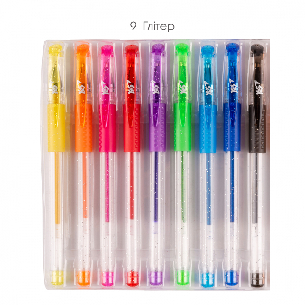 Ручка гелева Yes набір Glitter 9 штук (420431) - зображення 3