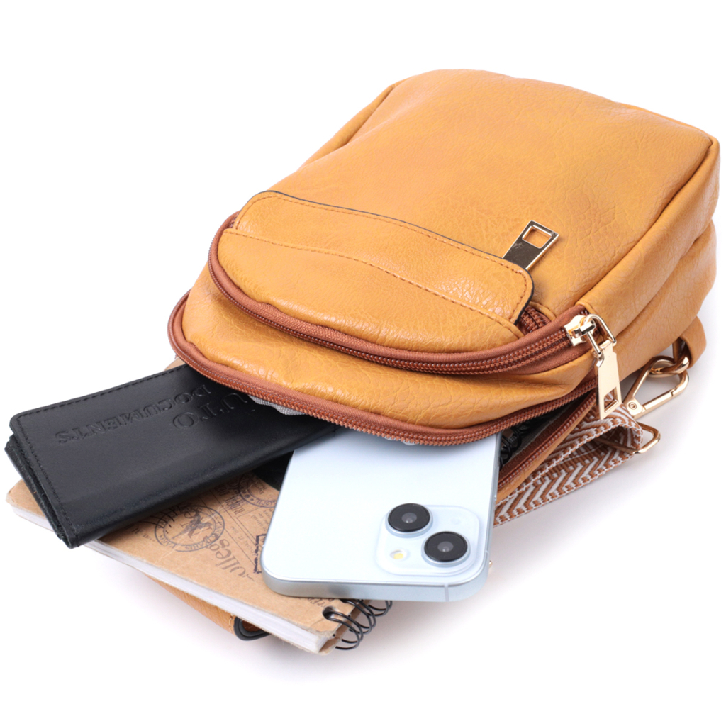 Сумка Vintage З отвором для навушників з екошкіри Жовта (22788) - зображення 8