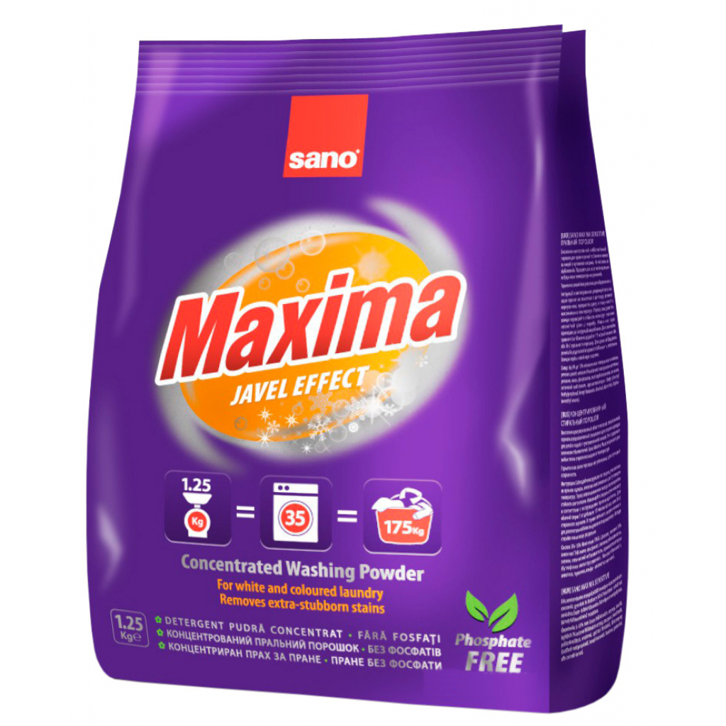 Пральний порошок Sano Maxima Javel Effect 1.25 кг (7290000288109) - зображення 1