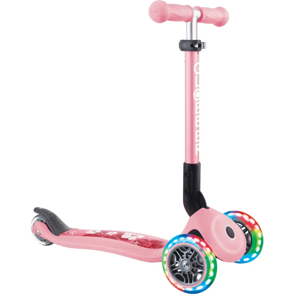 Самокат Globber Junior Foldable Lights до 50 кг 2+ Пастельно-рожевий з квітами (433-210) - зображення 7