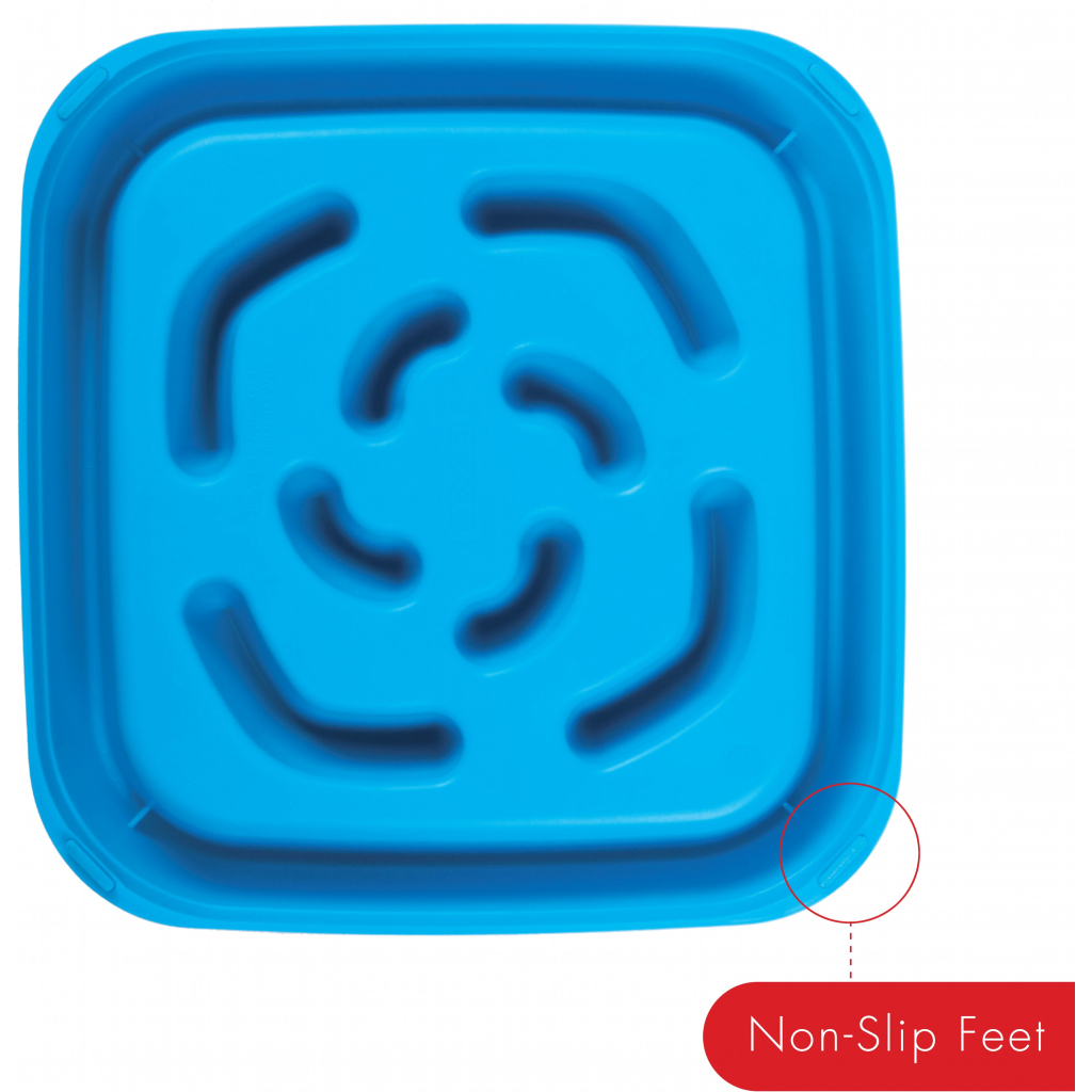 Посуд для собак Dexas Силіконова квадратна миска Slow Maze Feeder для повільного годування 1.44 л блакитна (0084297309749) - зображення 2