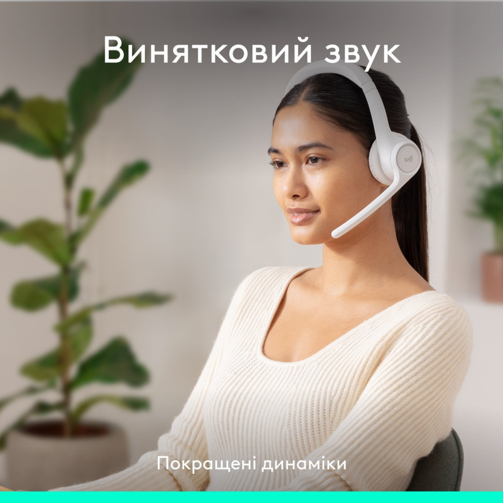 Навушники Logitech Zone 300 Bluetooth Off-White (981-001417) - зображення 3