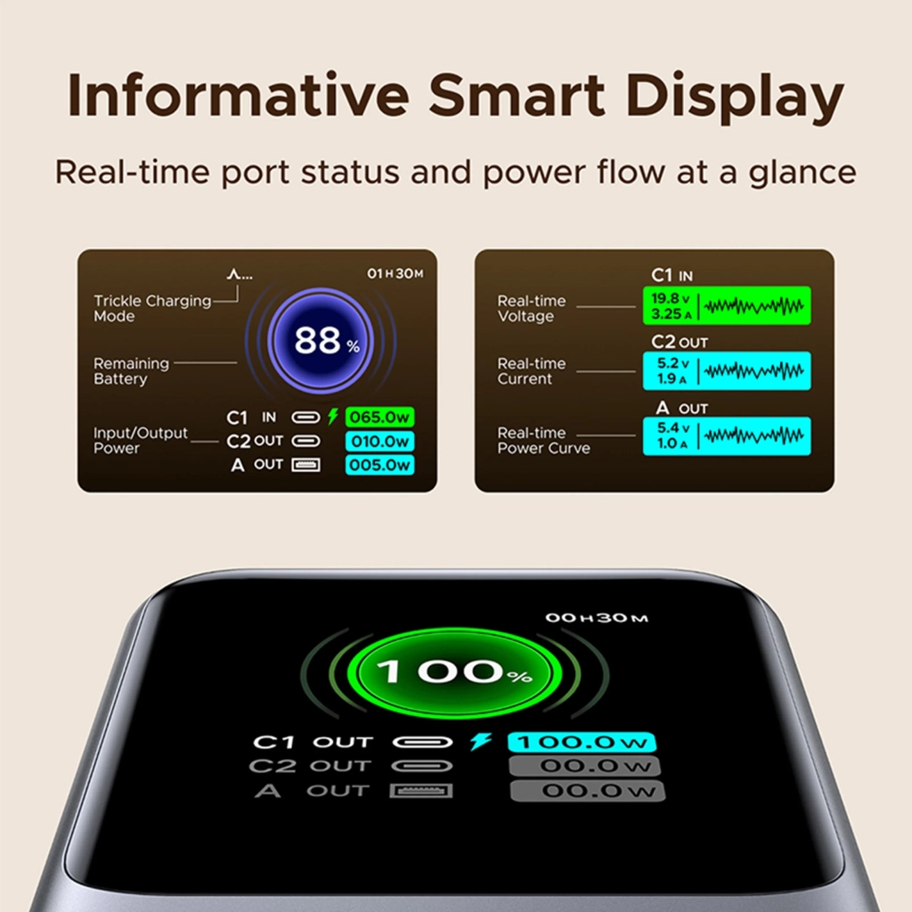Батарея універсальна Ugreen 20000mAh 165W with Retractable Cable (PB726 55987B) - зображення 7