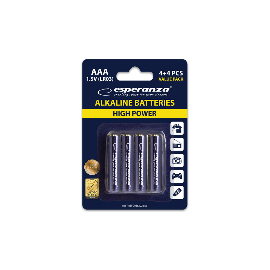 Батарейка Esperanza AAA LR03 Alkaline * 8 (EZB104) - изображение 3