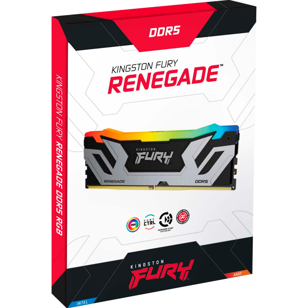 Модуль пам'яті для комп'ютера DDR5 48GB (2x24GB) 8800 MHz Renegade RGB Black/Silver Kingston Fury (ex.HyperX) (KF588CU42RSAK2-48) - зображення 3
