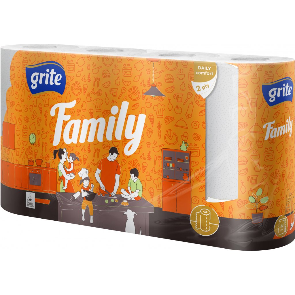 Паперові рушники Grite Family 2 шари 4 рулони (4770023348576) - зображення 1