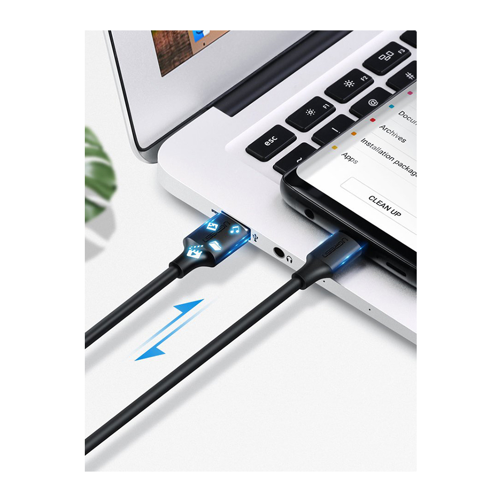 Дата кабель USB 2.0 AM to USB-C 0.5m 3.0A (18W) Nickel Plating US287 Black Ugreen (60115) - picture 4