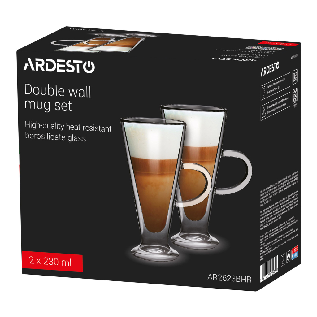 Набір чашок Ardesto BHR 230 мл 2 шт прозорий (AR2623BHR) - зображення 2