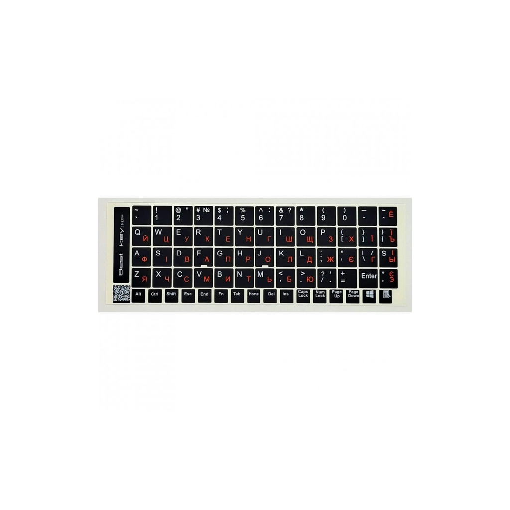 Наклейка на клавіатуру BestKey непрозора чорна, 68, помаранчевий (BK13ORA/024) - зображення 1