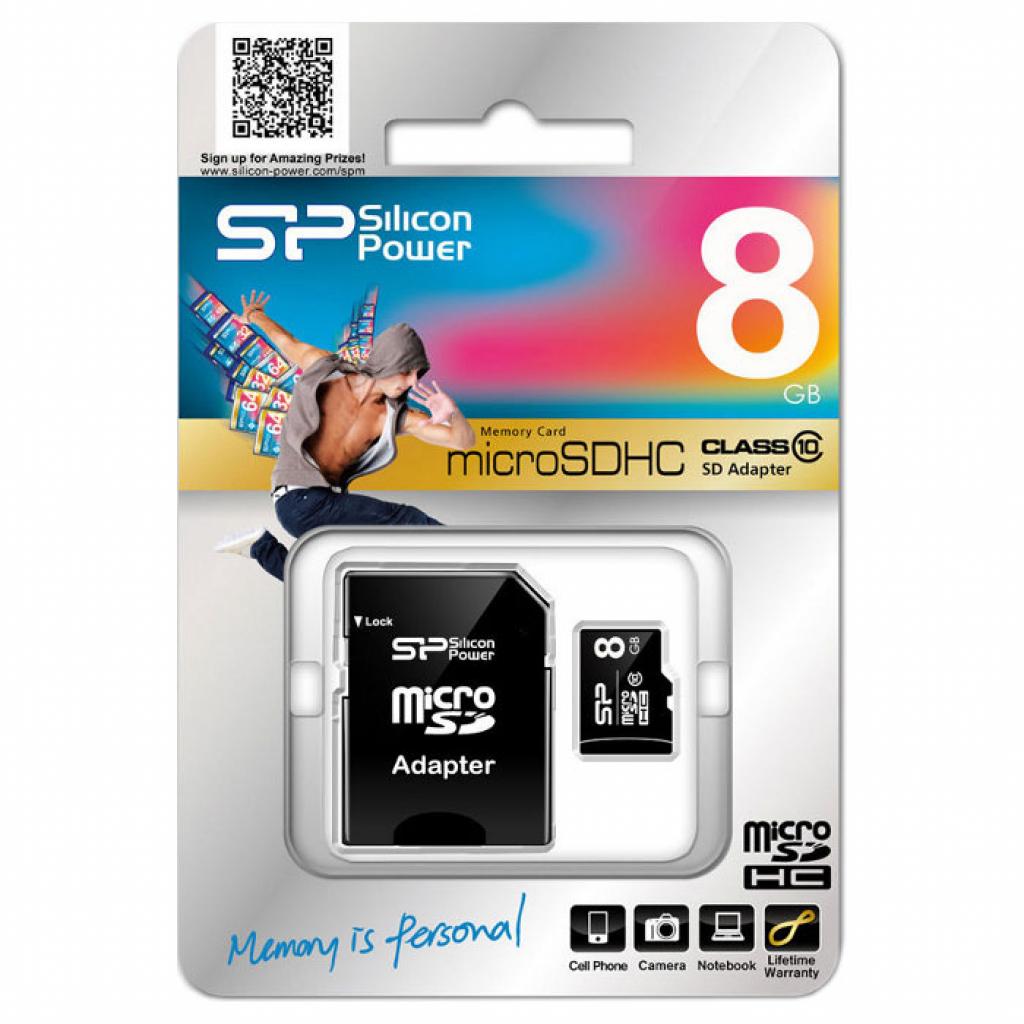 Карта пам'яті Silicon Power 8GB microSD class 10 (SP008GBSTH010V10SP) - зображення 2