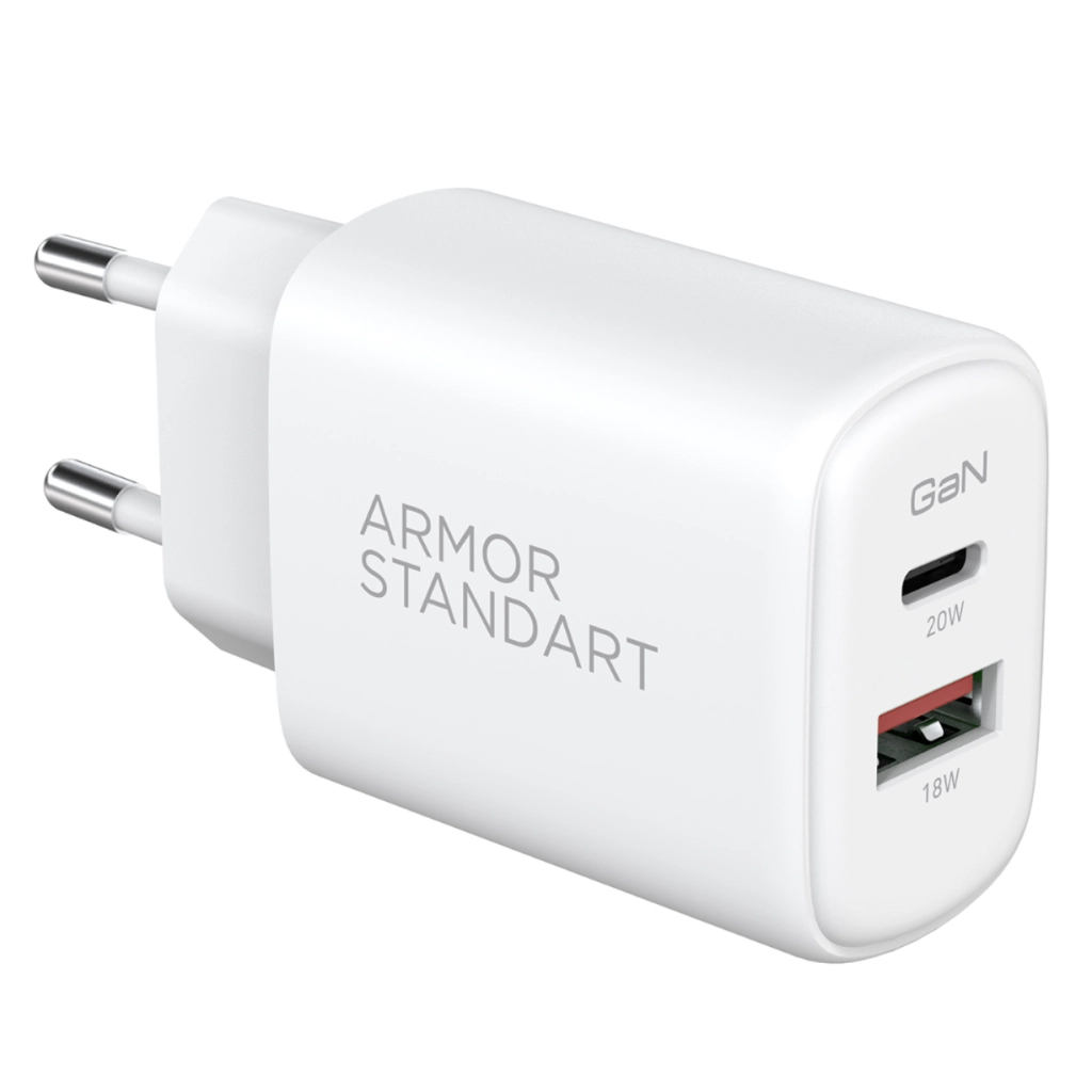 Зарядний пристрій Armorstandart 1xUSB-C PD25W + 1xUSB QC3.0 GaN white (ARM87066) - зображення 4