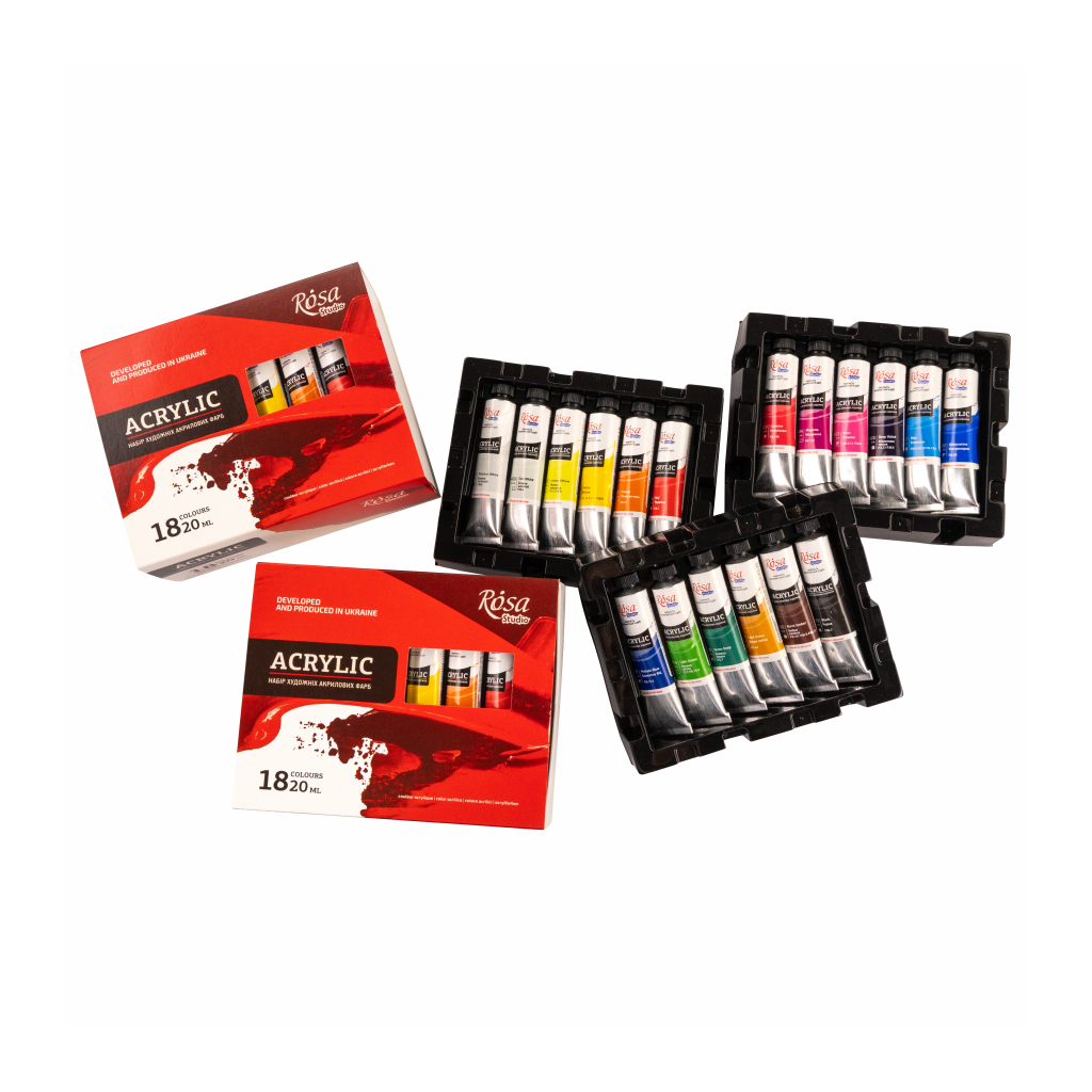 Акрилові фарби Rosa Studio 18 кольорів 20 мл (4823098538134) - изображение 4