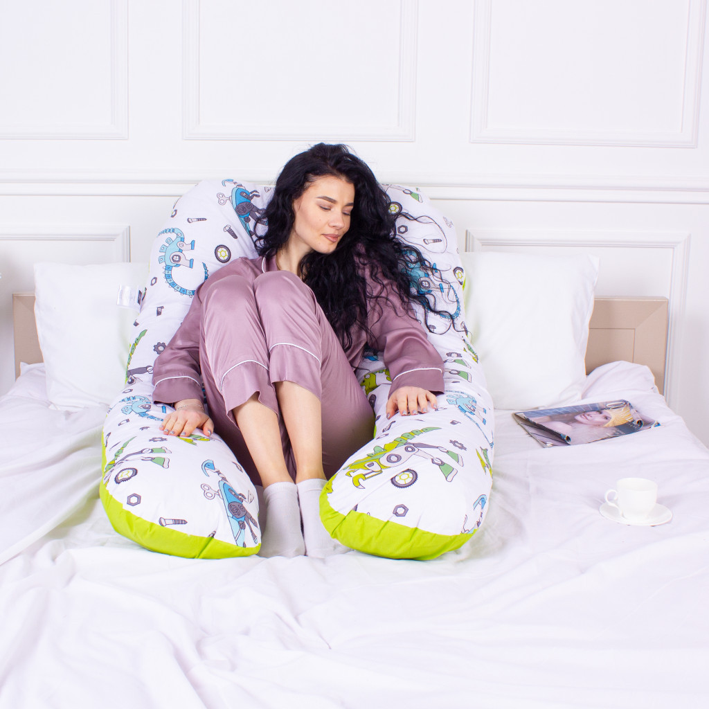 Подушка MirSon для вагітних та відпочинку Naturale Line Print №8009 U-подібна Dinosaur robot (2200006178286) - изображение 7