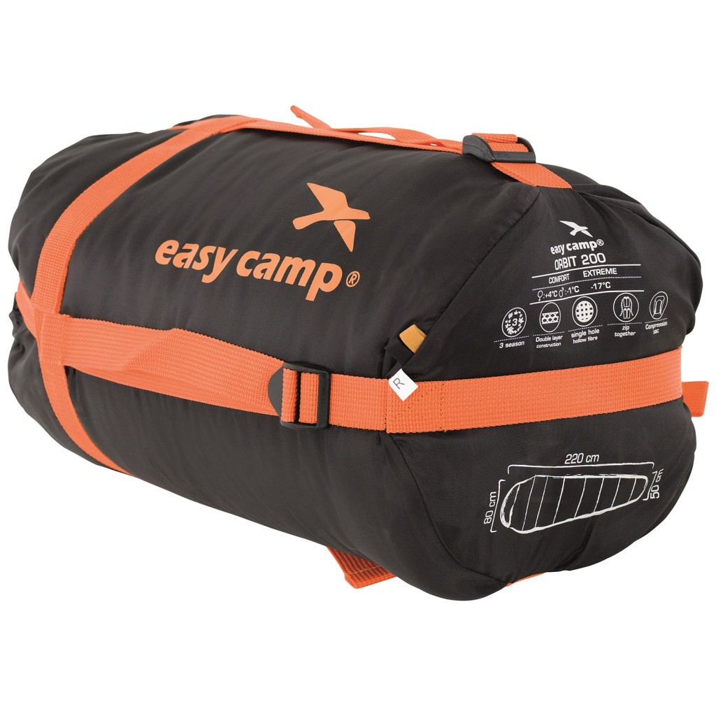 Спальний мішок Easy Camp Orbit 200/-1°C Black (Right) (928489) - зображення 6