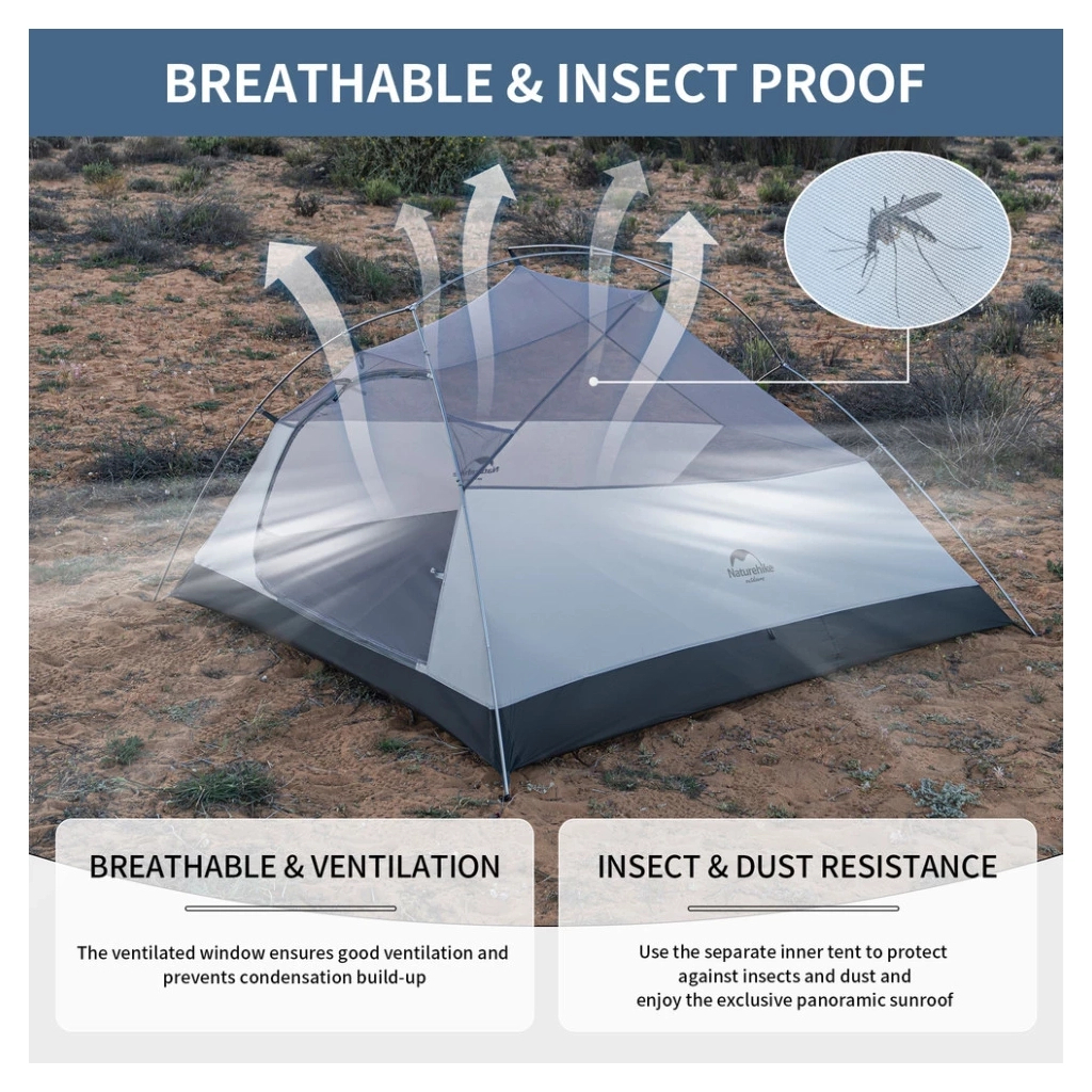 Намет Naturehike надлегкий тримісний з футпринтом Cloud Up 3 UL NH18T030-T-T, 20D, темно-синій (6927595783290) - зображення 8