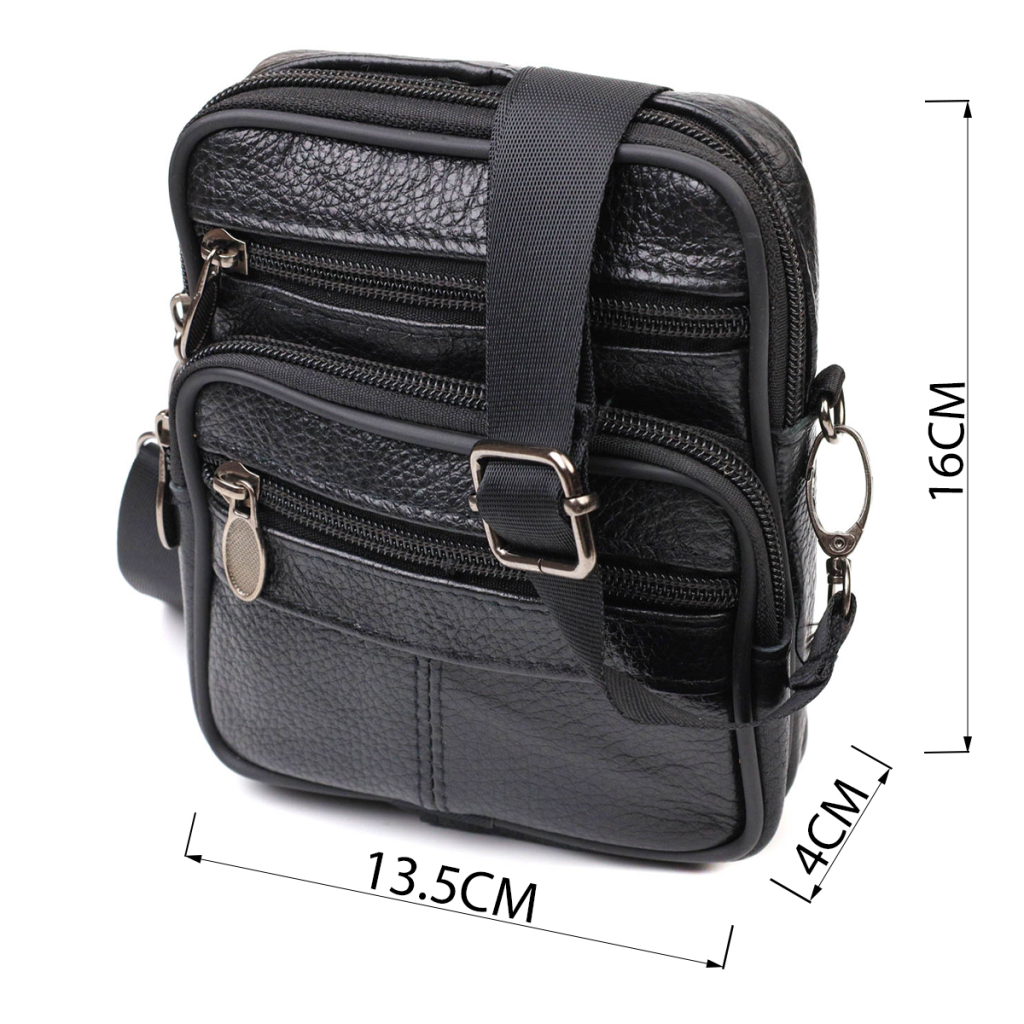 Сумка Vintage На пояс з натуральної шкіри Чорна (21483) - зображення 4