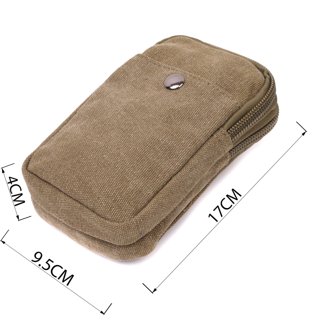 Сумка Vintage На пояс з металевим карабіном з текстилю Оливкова (22224) - зображення 3