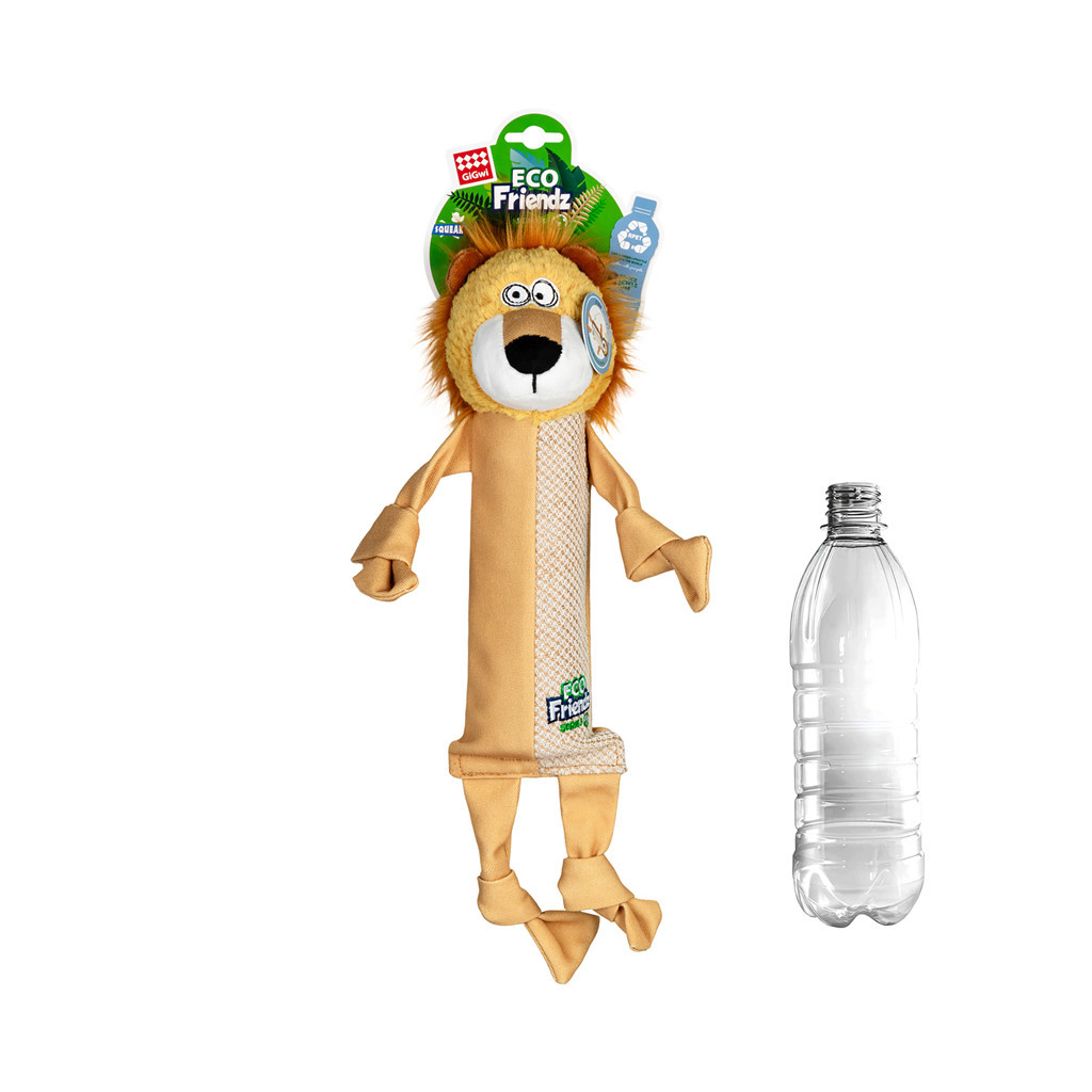 Іграшка для собак GiGwi Eco Friendz Лев із пластиковою пляшкою та пищалкою 39 см (2250) - зображення 2