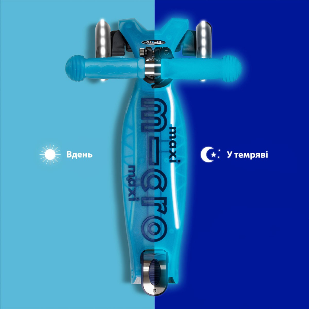 Самокат Micro Maxi Deluxe Glow LED Plus Синій кришталь (MMD377) - зображення 6
