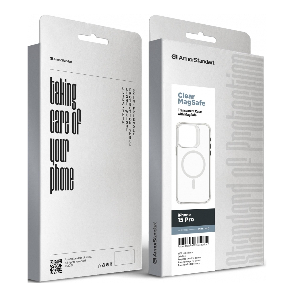 Чохол до мобільного телефона Armorstandart Clear Magsafe Apple iPhone 15 Pro Tansparent (ARM71051) - зображення 6