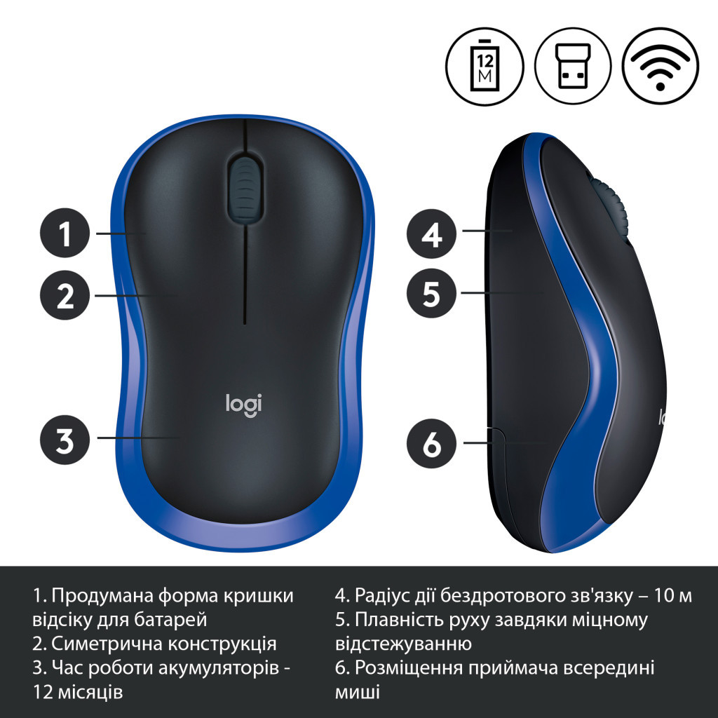 Мишка Logitech M185 blue (910-002239) - зображення 4