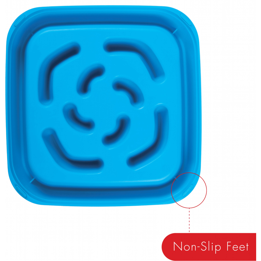 Посуд для собак Dexas Миска Slow Maze Feeder квадратна для повільного годування 960 мл блакитна (0084297309756) - изображение 2