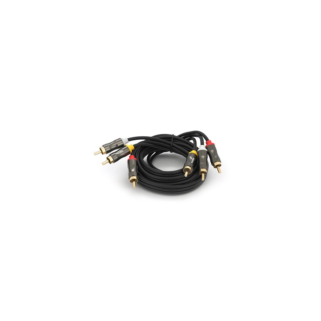 Кабель мультимедійний 3xRCA M to 3xRCA M 1.5m black VEGGIEG (YT-AV301) - изображение 1