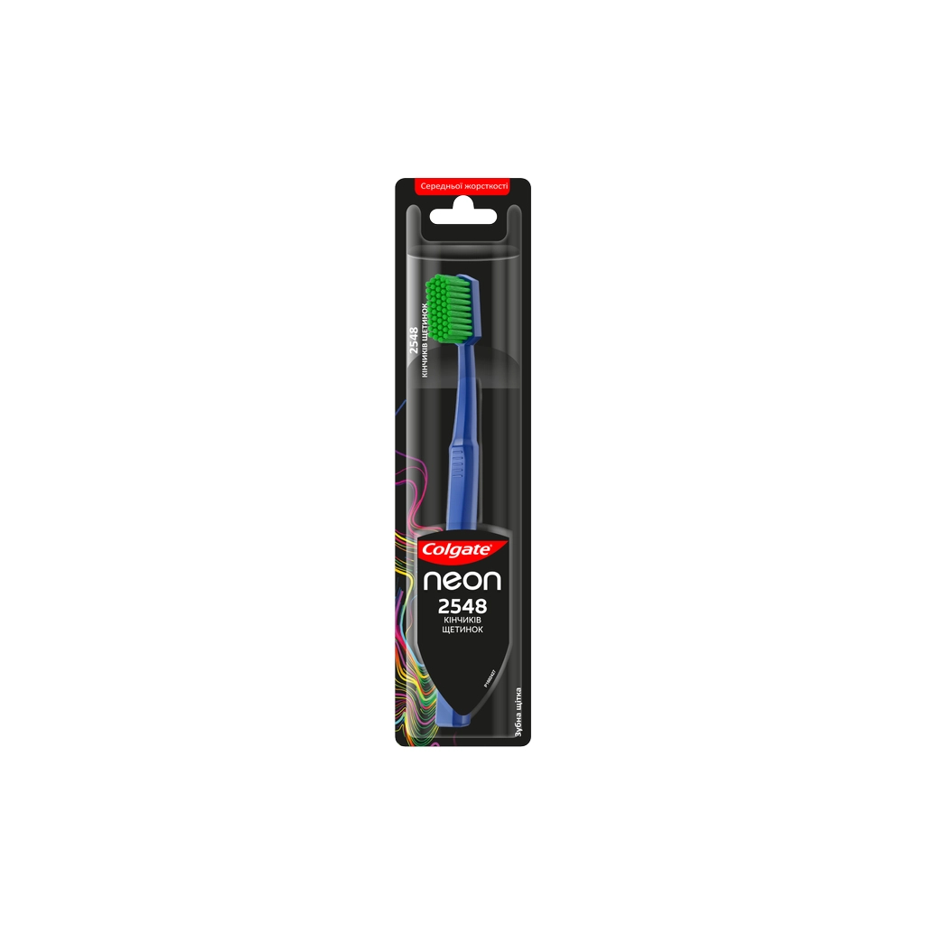 Зубна щітка Colgate Neon 2548 кінчиків щетинок середньої жорсткості Синя (2172000000025) - зображення 1