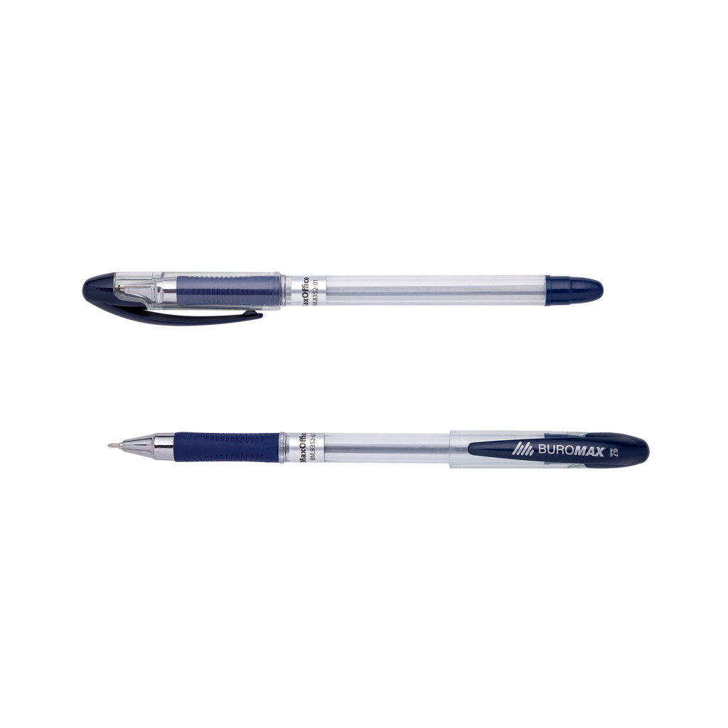 Ручка масляна Buromax MaxOFFICE, 0,7 мм, гум. грип, пласт. корпус, сині чорнила (BM.8352-01) - зображення 1