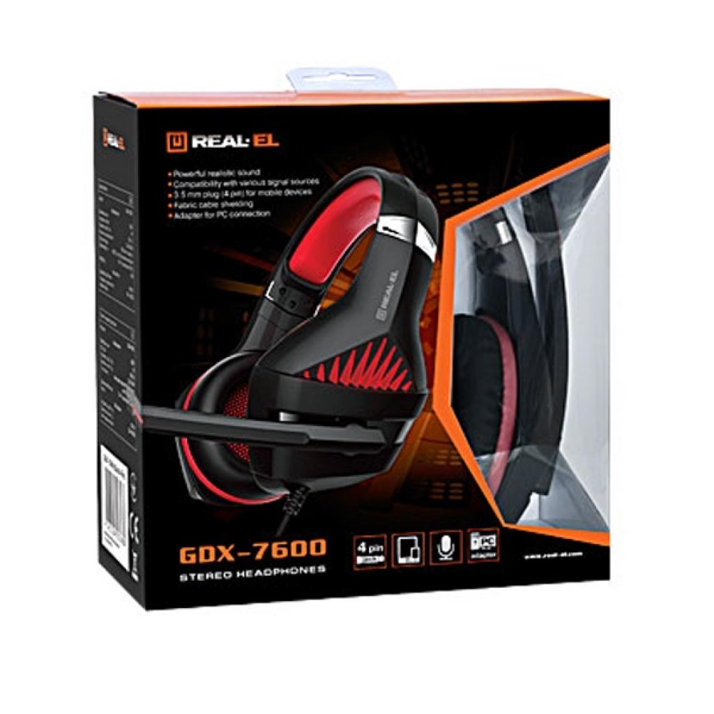 Навушники REAL-EL GDX-7600 Black-Red - зображення 8