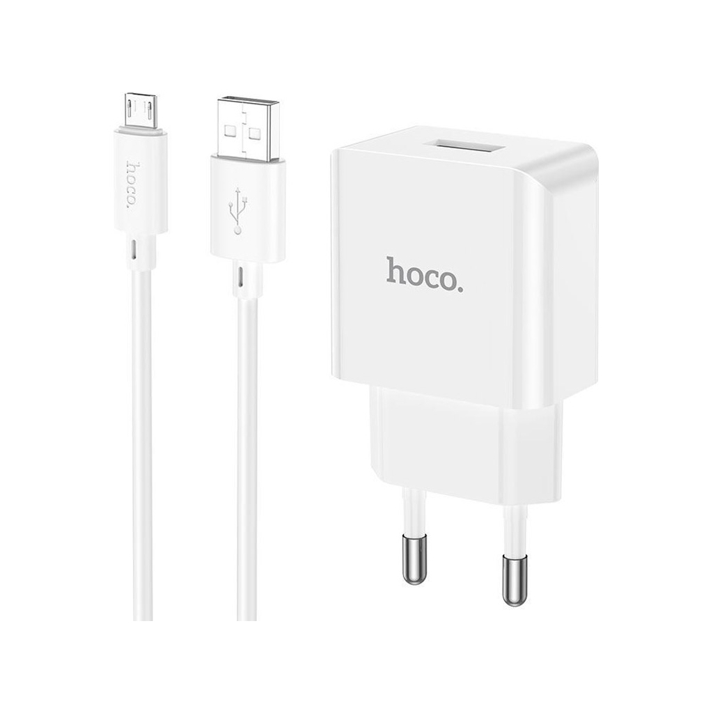 Зарядний пристрій HOCO C106A Leisure USB + cable USB to Micro 5P 10.5W White (6931474783905) - зображення 1