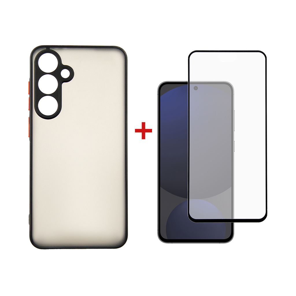 Чохол до мобільного телефона Dengos Samsung Galaxy S24 FE Matte + glass (Black) (DG-KM-117) - зображення 1