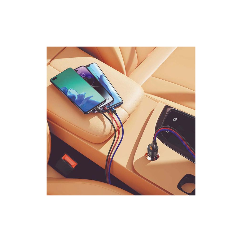 Зарядний пристрій XO CC55 QC3.0 18W (2USB/2.4A) + USB - Lightning + MicroUSB + Type-C Black (XO-CC55-BK) - зображення 3