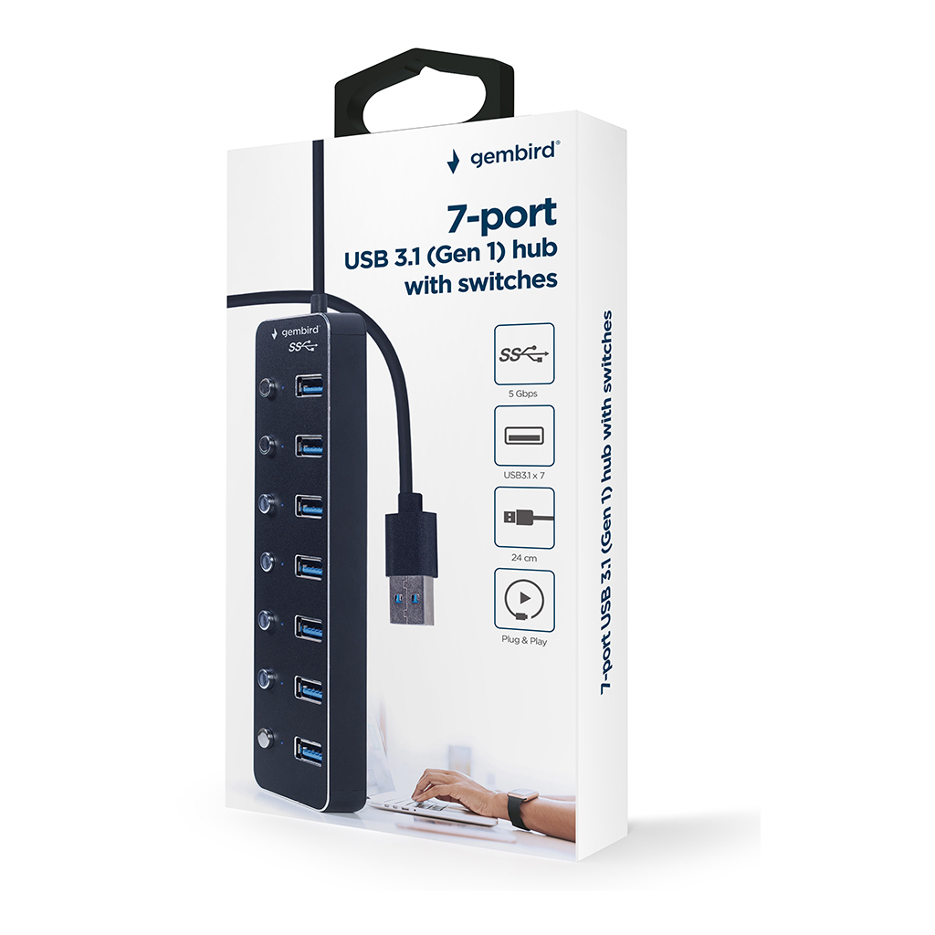 Концентратор Gembird USB 3.0 7 ports (UHB-U3P7P-01) - зображення 5