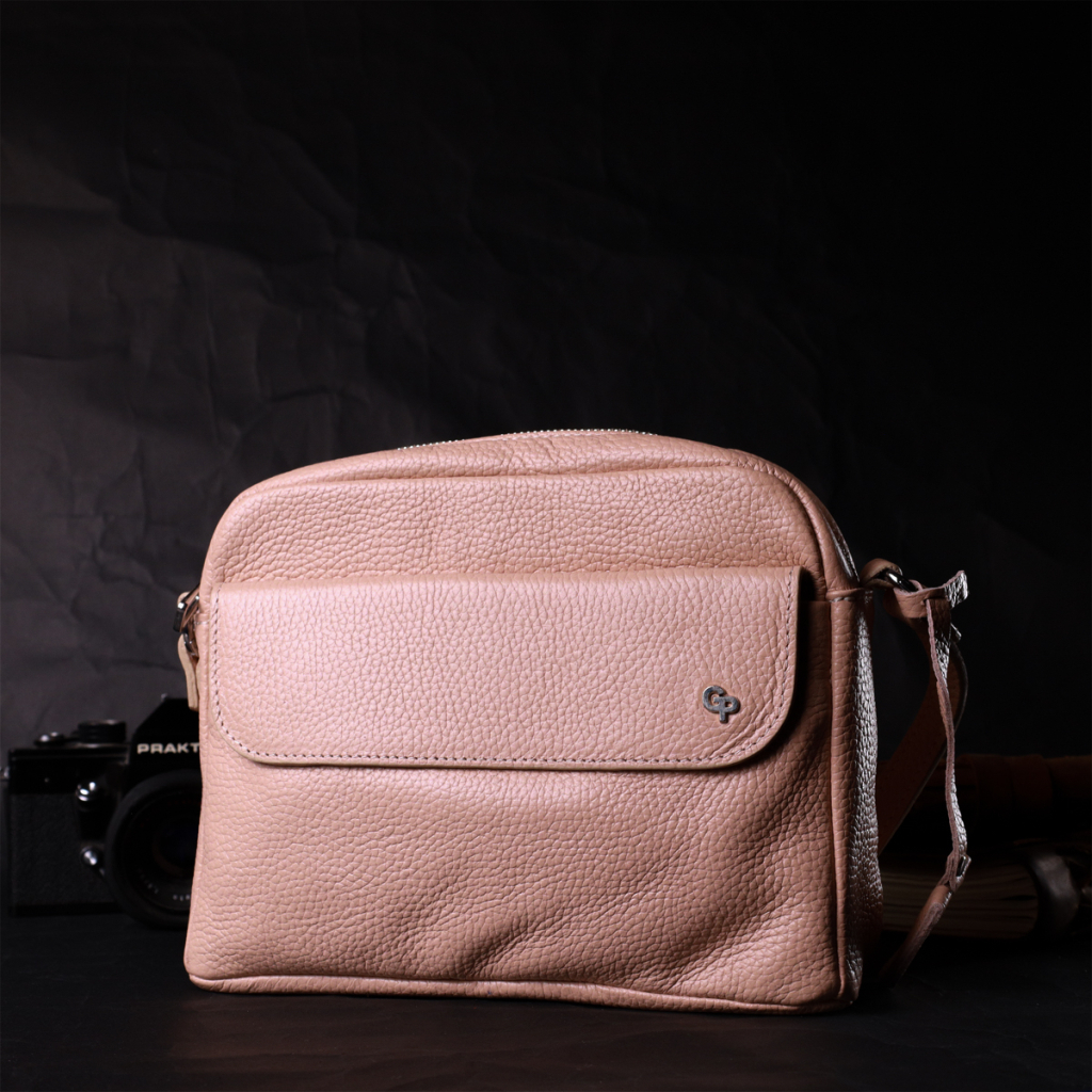 Сумка Grande Pelle Крос-боді з натуральної шкіри Пудрова (11694) - зображення 7