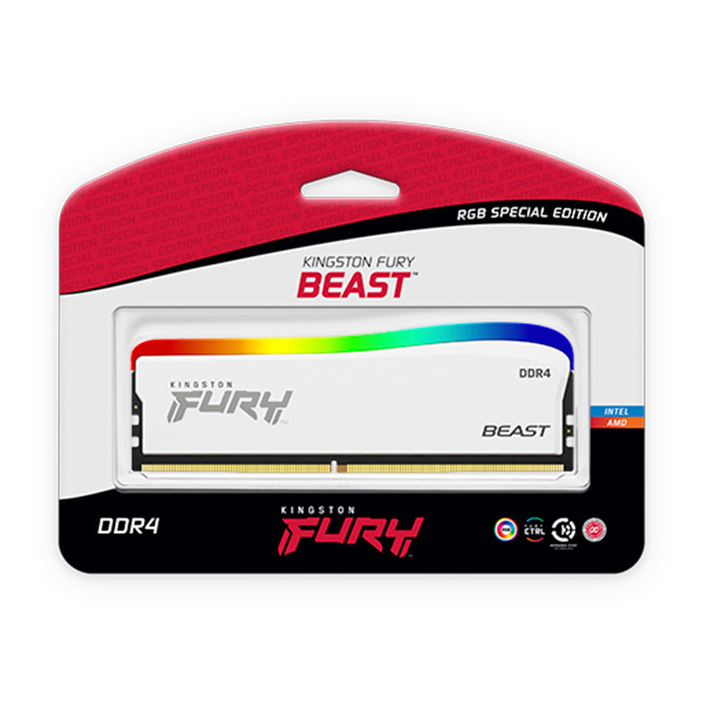 Модуль пам'яті для комп'ютера DDR4 8GB 3200 MHz Beast White RGB SE Kingston Fury (ex.HyperX) (KF432C16BWA/8) - зображення 6