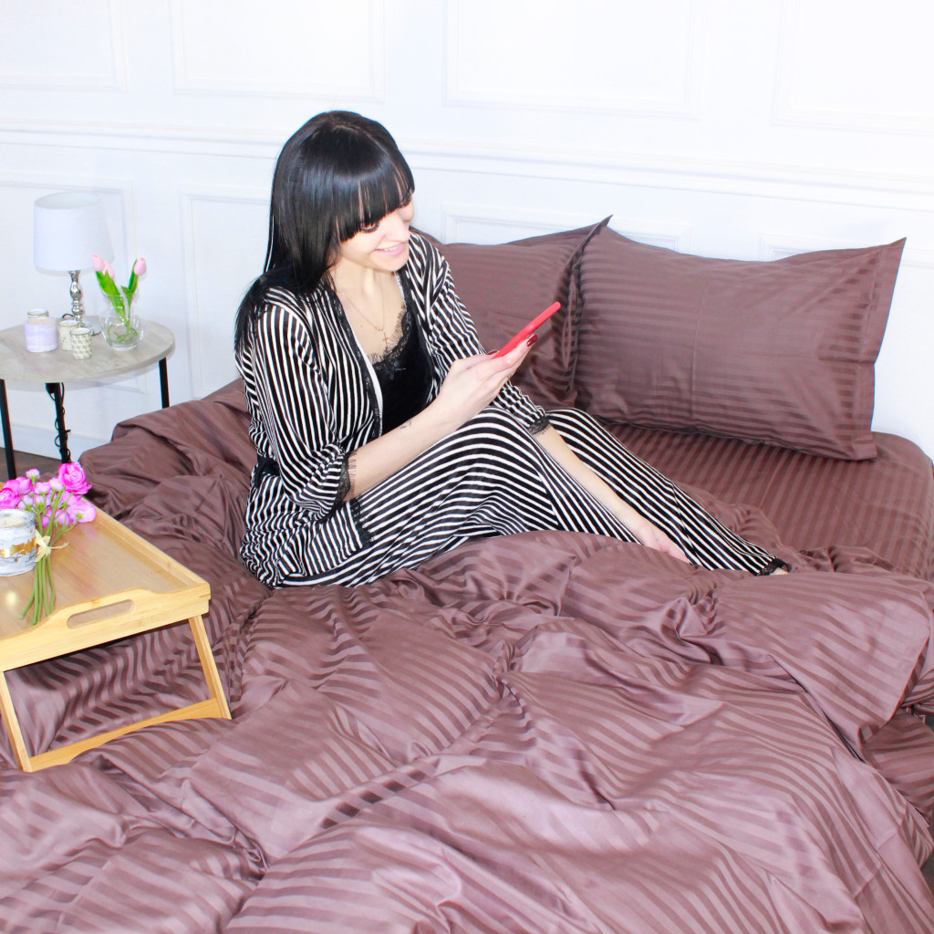 Постільна білизна MirSon Satin 30-0006DarkBrown 160х220 Сімейний (2200005249499) - изображение 7