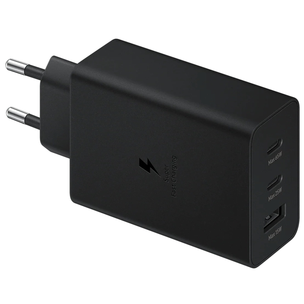 Зарядний пристрій Samsung 2xUSB-С 65W PD PPS/USB-A Black (EP-T6530NBEGEU) - зображення 1