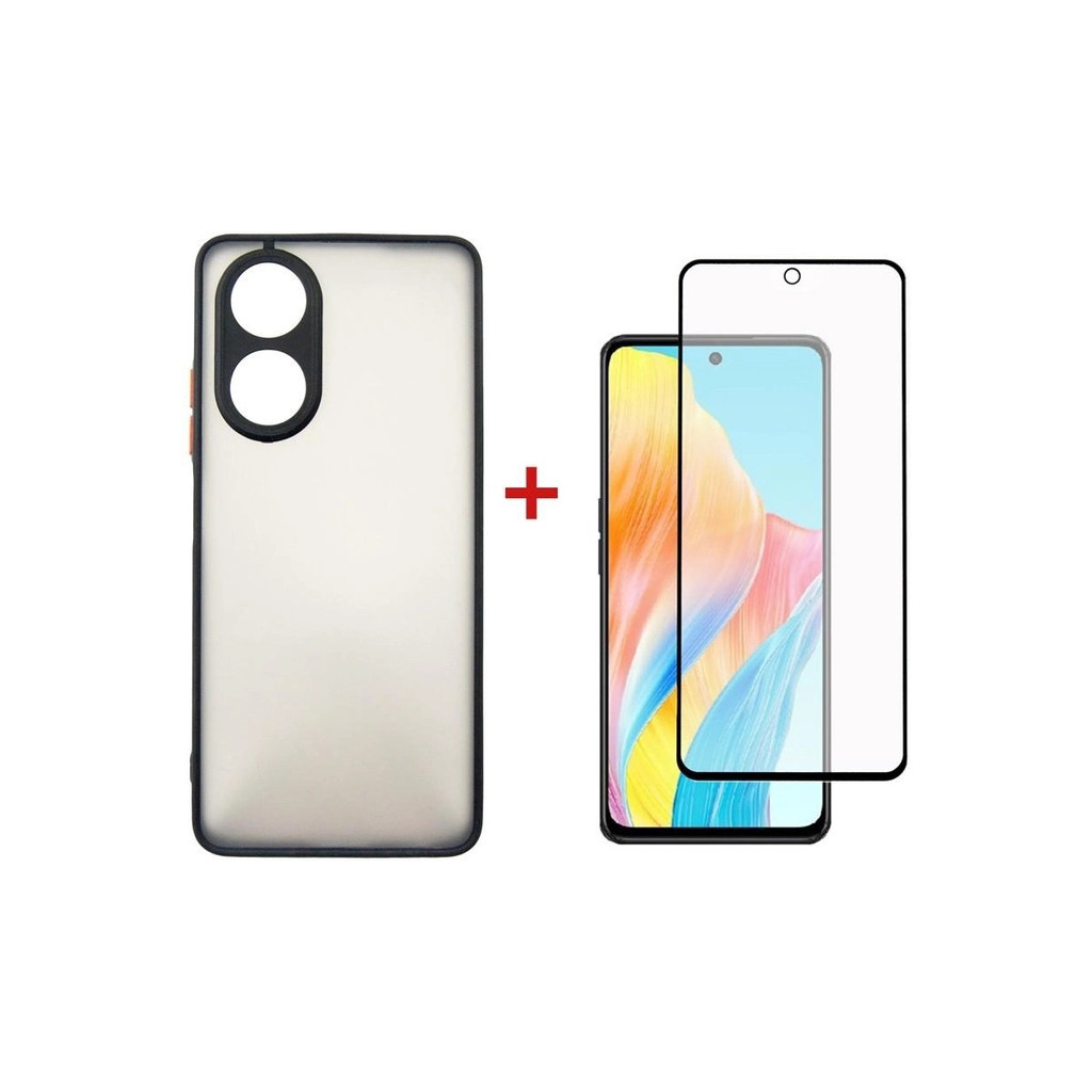 Чохол до мобільного телефона Dengos Kit for OPPO A58 4G case + glass (Black) (DG-KM-36) - зображення 1