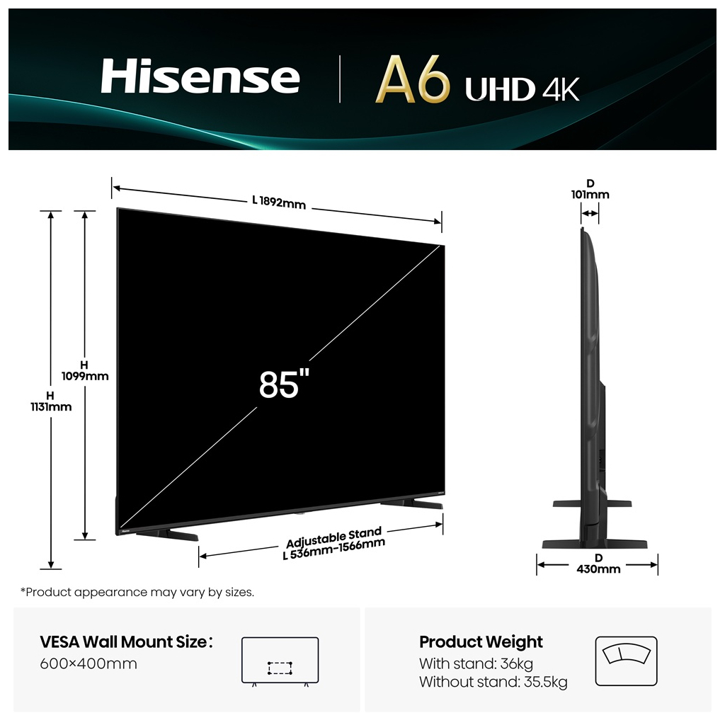 Телевізор Hisense 85A6Q - зображення 2