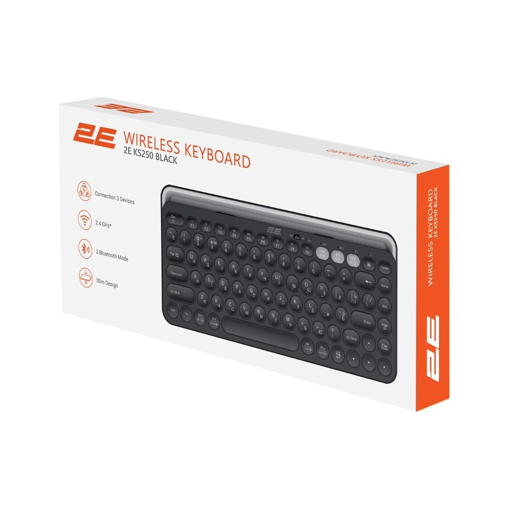 Клавіатура 2E KS250 Wireless/Bluetooth Black (2E-KS250WBK) - зображення 11