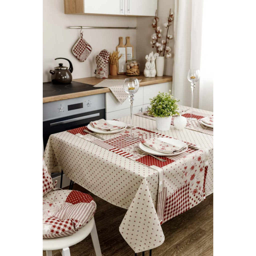 Скатертина Прованс Горох бордо Господиня 220х136 см (4823093451124) - зображення 6
